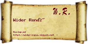 Wider René névjegykártya